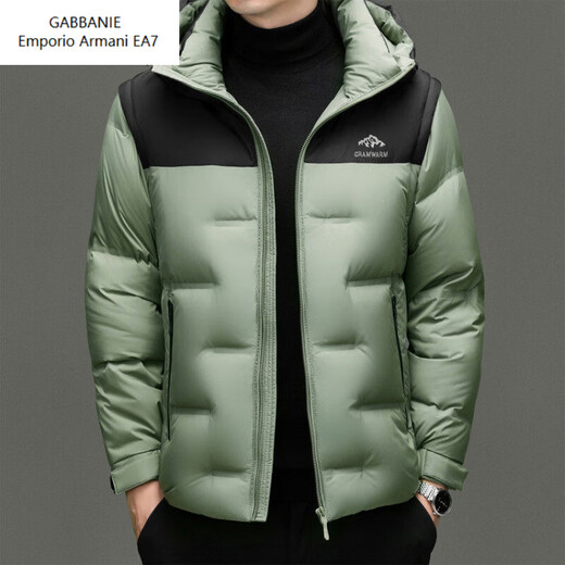 Emporio Armani EA7阿玛尼连帽羽绒服男款2026冬季新款男装休闲加厚保暖鸭绒外套男 黑色 M 170