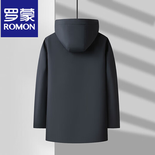 ROMON Dad's New Down Jacket Men's Removable Liner Mid-Length 90 New National Standard White Goose Down Thickened Winter Outer Black M 170/