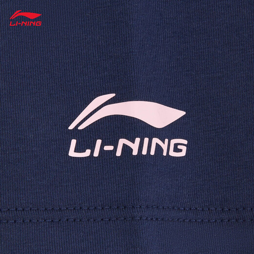 Li Ning children's short-sleeved cultural shirt for girls 2026 new soft, comfortable, skin-friendly, breathable round-neck casual sports top, milky white/dark navy blue-3 120