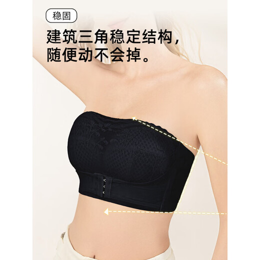 Tingmei (GRACEWELL) Tingmei strapless bra for women, non-slip invisible tube top wraps the chest, lifts the beautiful back, seamless chest, purple, looks smaller and slimmer, non-slip and gathered, one size fits all, 34/75BCD, recommended 85-100Jin Jin equals 0.5kg