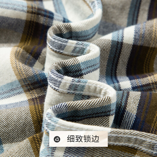 Camisa rica 100% de algodón de doble cara cepillada para hombre, camisa de manga larga a cuadros, suave y cerosa, cálida y agradable para la piel