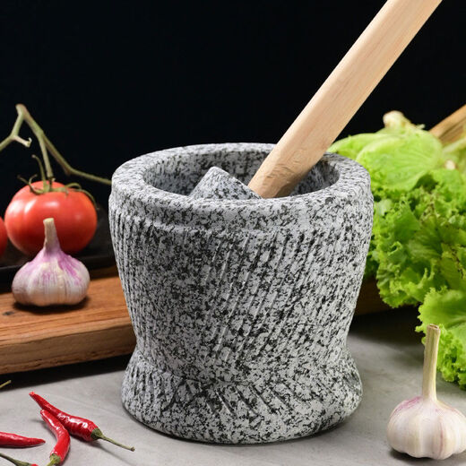Hechen Home Furnishing Home Handmade extra large garlic pounder special size grinder medicine jar garlic nest special garlic mortar large garlic clamp stone mortar handmade special size granite with lid