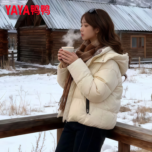 YAYA (YAYA) women's short down jacket 2025 winter new fashion retro plaid stitching warm thick bread jacket