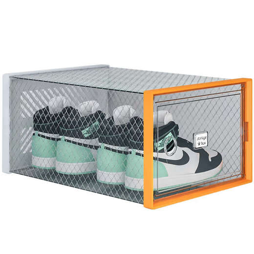 Yusenyi Shoe Box Storage Box Transparent Shoe Cabinet Dormitory Shoes Space-Saving Drawer Folding Sneakers Plastic Shoe Rack High Translucency Can Hold Size 42 Small Orange 8 Pieces 0x0x0cm