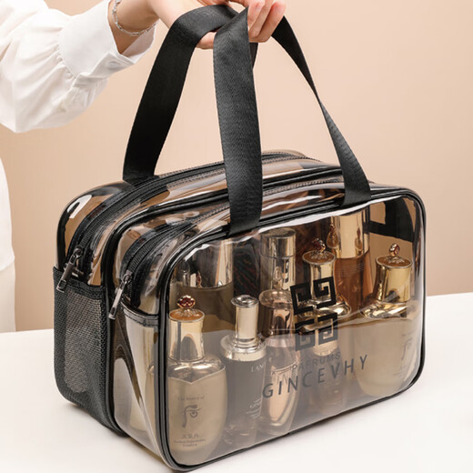 JD Logistics Wet and Dry Separation Swimming Bag PU Waterproof Cosmetic Bag Portable Large Capacity Transparent Travel Wash Bag Single Layer Medium-Transparent