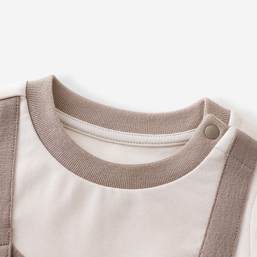 YEEHOO shopping mall same style baby long-sleeved baby boy clothes for outdoor crawling clothes cute cartoon jumpsuit stone brown 66cm