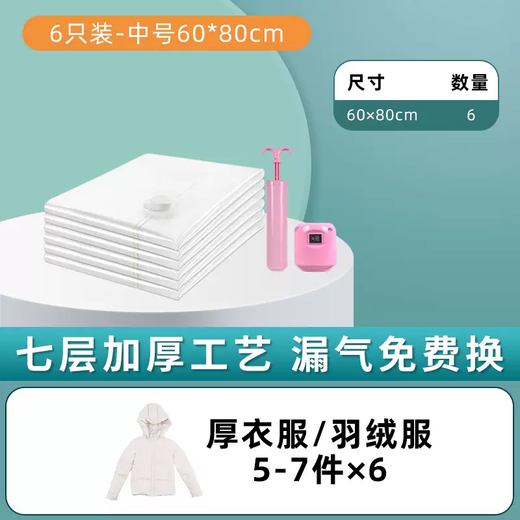 Yusenyi Vacuum Compression Bag Clothes Quilt Suitcase Storage Bag Clothes Moving Artifact Packing Sealed Organizing Bag 6 Pack (Medium Size) 6 6 Pack (Medium Size) Dual-Purpose Extraction without Pump Dual-Purpose Extraction without Pump