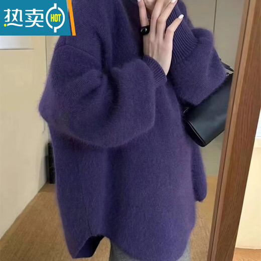 Xia Dian Suding Queen (SE.PSTP) pumpkin orange lazy style raccoon velvet mid-length sweater for women autumn and winter new loose-feeling pullover sweater orange M recommended 95-110 Jin Jin equals 0.5 kg