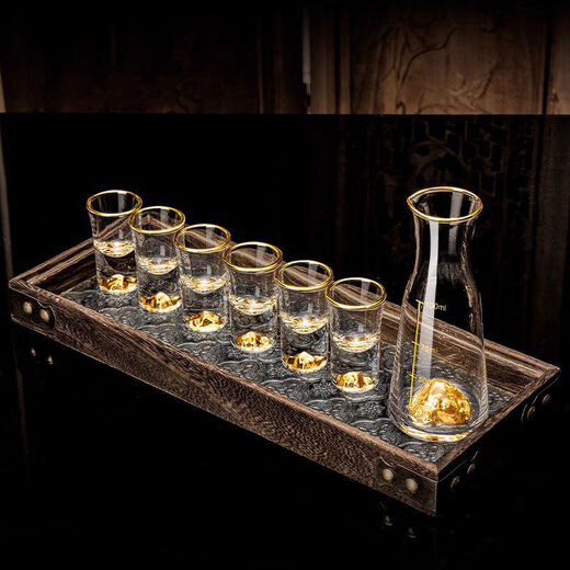 Jiyunmao French light luxury Jinshan gold foil crystal cup white household set small cup dispenser sense Jinshan straight divider