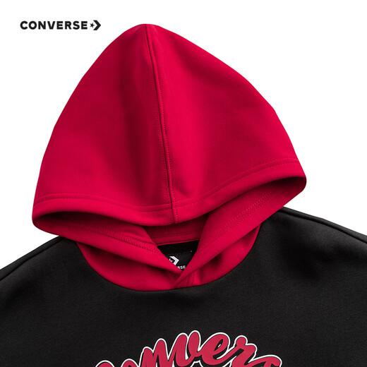 Converse boys' contrasting fake two-piece hooded sweatshirt 2026 spring children's skin-friendly and comfortable fleece sweatshirt