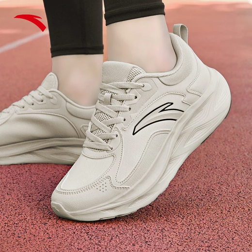 ANTA Men's Leather Water-Repellent Sports Shoes 2026 Spring and Summer Commuting Casual Shoes Lightweight Breathable Cushioning Running Shoes Plain Gray-6 Spring Leather Version-Waterproof and Anti-Slip 42 (Male 8.5)