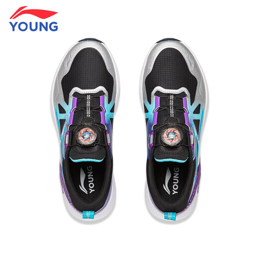 Li Ning (LI-NING) children's running shoes Zhique 3 New Year's model red festive Horse Year boys lightweight rebound cushioning comfortable sports shoes black/silver/rich purple Zhique 3 33 size