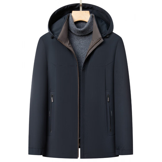 KBXNG Jinba высококачественный деловой легкий пуховик мужской зимний новый стиль мужская теплая и удобная зимняя куртка среднего возраста с капюшоном темно-синего цвета M 170