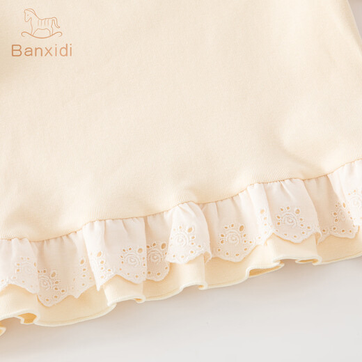 Banxidi 7A antibacterial girls long-sleeved T-shirt spring new fashion children's princess bottoming shirt spring and autumn baby top yellow 7A antibacterial 80