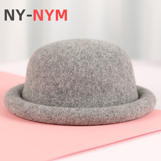 NY-NYM hat autumn and winter knitted wool dome Japanese style new versatile small head circumference ball hat curled edge cute small basin hat milk white 56-57cm