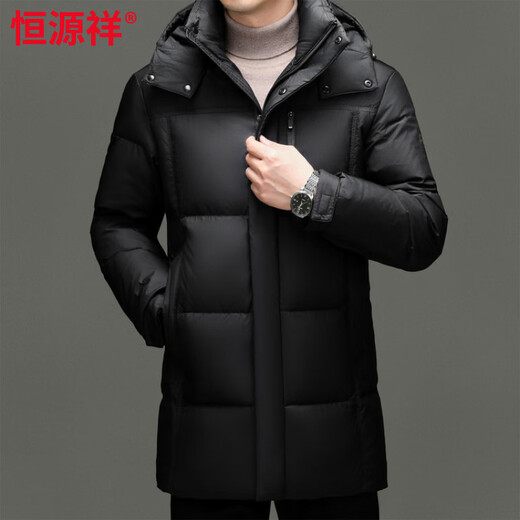 Hengyuanxiang Down Jacket Men's 2026 Winter White Duck Down Mid-Length High Filling Middle-aged Dad Men's Jacket Brown M 170