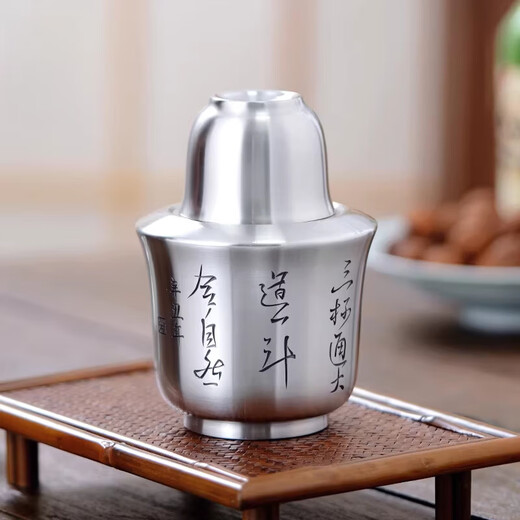 Hanoufei traditional craft handmade Sancai warm wine jug pure tin hand-made hot wine jug wine warmer spot tin dragon set warm wine home Shuhuai Wen wine jug single pot (with inner cover) (warm wine 4.5 liang)