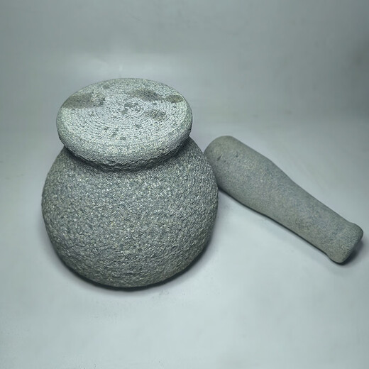 Sanqihu handmade natural bluestone garlic pounder stone mortar household medicine jar grinder garlic stone mortar garlic mortar belly diameter 20cm tall lychee surface stone mortar