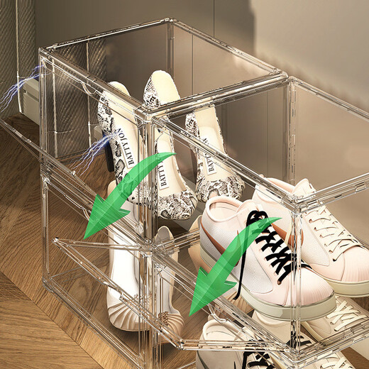 Yusenyi AJ shoe box hard box fully transparent magnetic side opening acrylic bag hand storage box thickened shoe rack shoe cabinet PP high transparent white magnetic suction 1 pack