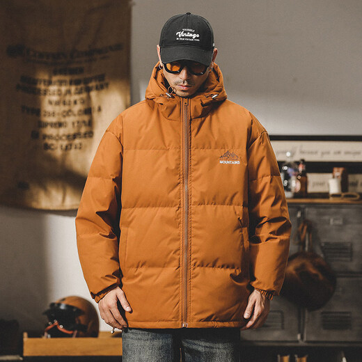 Chaoyugong 90 White Duck Down Jacket Men's Winter Loose Hooded Short Bread Jacket American Fashion Brand Thickened Warm Jacket Men Black New National Standard 90 White Duck Down L Suitable for 120-140 Jin Jin equals 0.5 kg