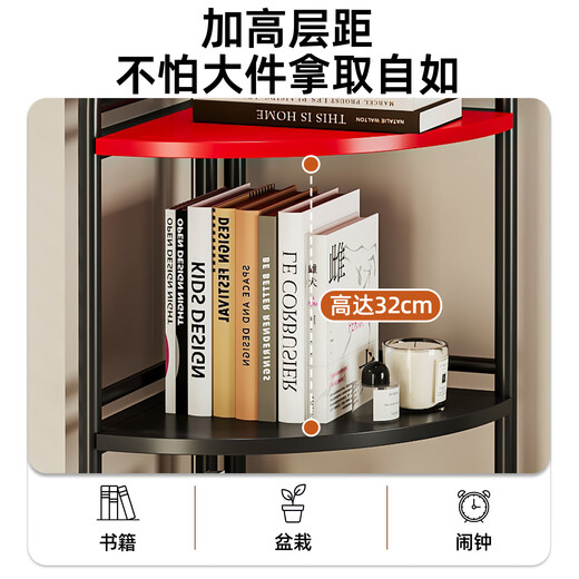 IRON DANGDANG Children's Corner Bookshelf Floor-standing Storage Rack Bedroom Corner Cabinet Corner Storage Cabinet Corner Bedside Iron Bookcase Mickey Storage Rack Black and White Classic