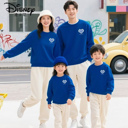 Disney pure cotton sweatshirt parent-child clothing for a family of three plus velvet autumn and winter 2026 foreign style mother-child clothing spring and autumn style-white 165 Dad S