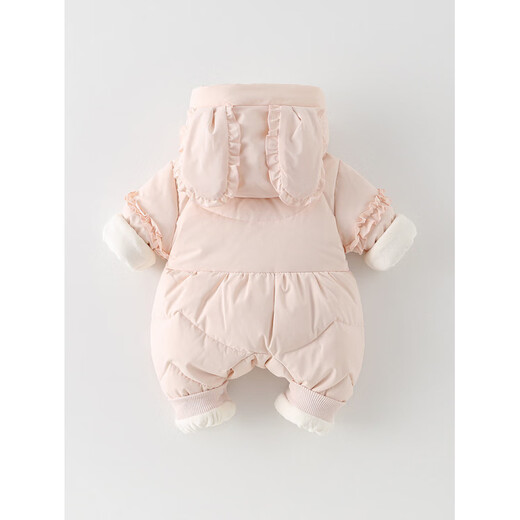 Disney White Duck Down Baby Girl Western Style Down Jumpsuit Winter Plush Warm Infant Down Jacket Winter Outing Wear Pink 66cm