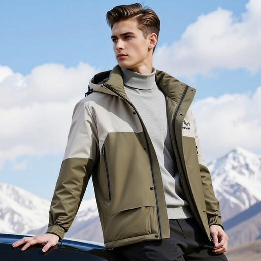 Rich 90 duck down windproof and warm outdoor color matching winter men's down jacket thick hooded jacket men's down jacket men