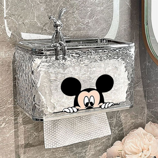 Fantasy bathroom tissue box wall-mounted waterproof punched storage rack toilet paper box paper box toilet paper roll Mickey sticker wall hanging tissue box two pack