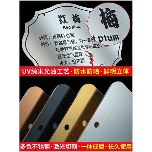 Stainless steel tree sign custom tree introduction logo nameplate sign hanging tag Arbor Day Park School Stainless steel rose gold 22x30cm