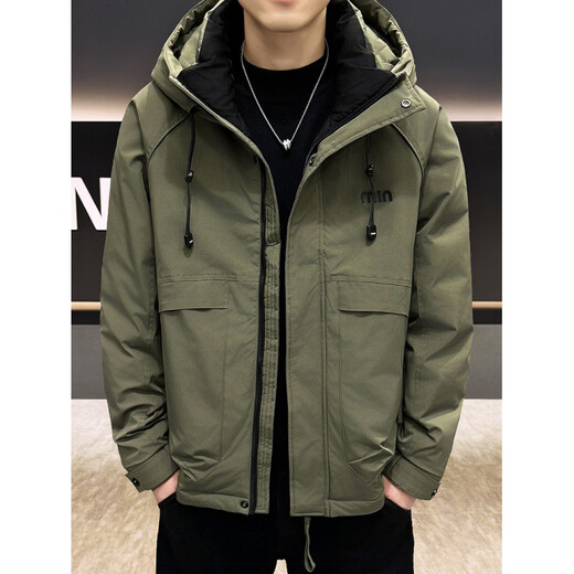 KBXNG Jinba Американский модный брендовый пуховик, мужская зимняя новая утолщенная теплая куртка с капюшоном, морозостойкая рабочая куртка темно-красного цвета M