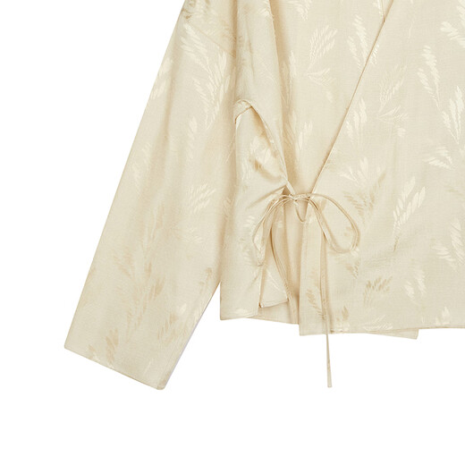 LESS Shopping Mall Same Style/CNY Series 2026 Spring New Chinese Jacquard Silk Shirt for Women 2Q2213640 110 Beige XS