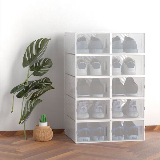 Fantasy Shoe Box Transparent Storage Box Thickened Simple Shoe Rack Plastic Shoe Cabinet Dust-proof and Moisture-proof Dormitory Shoe Box for Household Use Within 43.5 Sizes Brand New Fourth Generation Front and Back Double Frame Style Samurai Black 6 Pack
