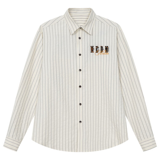 MEDM Leopard Print Leather Casual Lapel Shirt Trendy Brand Street Men's and Women's Loose Striped Cardigan Top Spring and Autumn Beige S