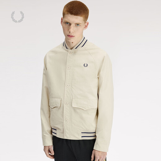 Fred Perry Herren-Breasted-Baseballjacke 2026 Frühjahr Neue britische Mode im Workwear-Stil Freizeitjacke Beige BGX M