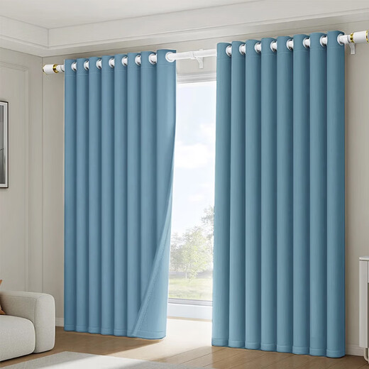 Ali curtains are a set of punch-free Roman rods for home living rooms with full blackout and sunshade cloth suitable for 2.6-3.1*2.7
