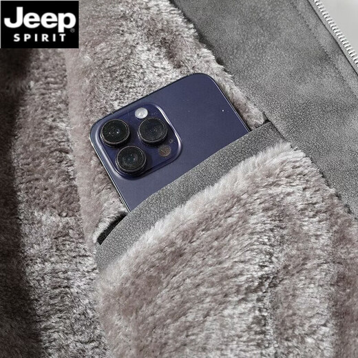 JEEP SPIRIT Jeep leather jacket men's spring and autumn American retro jacket couple coat women's wasteland style winter velvet top ins Free a bag of sachet - dark gray XL 130-150Jin Jin is equal to 0.5 kg