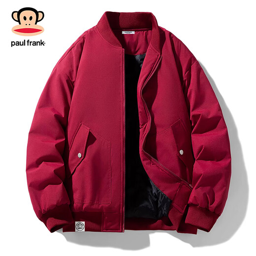 Paul Frank Hong Kong Style Retro Casual Cotton Clothes Men's 2026 Spring New Loose Comfortable Trendy Brand Versatile Warm Fashion Tops Burgundy Cold Warmth M Recommended 90-120 Jin Jin equals 0.5 kg