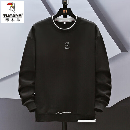 Woodpecker (TUCANO) Hoodless Large Size Sweatshirt Men's Spring and Autumn Vacation Two Pieces Fatty Large Size Men's Tops Plus Fat Long Sleeve T-Shirt FJA363-G85 Military Green XL Recommended 135-150Jin Jin is equal to 0.5 kg