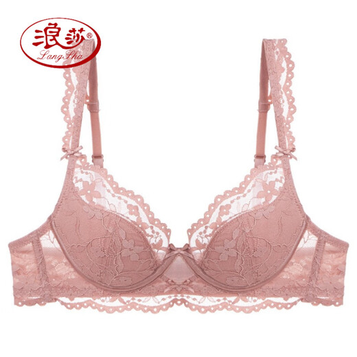 Langsha Victoria Dobel French Lace Underwear Women's Push Up Small Breast Thin Anti-Sagging Sexy Bra Set Pink Single Piece 70A 32