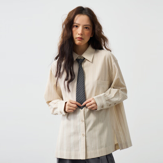 Nishimachi Village House (SETIROM) Nishimachi Village House Striped Splicing Shirt 2026 Spring New Casual Comfortable Fashion Long Sleeve Shirt XHBA10010 Stripes One Size