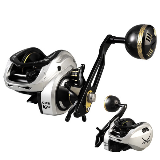 He Jiagong's anti-seawater wide-body water droplet sea fishing metal large fishing weight slow rocking boat fishing lure long-range thunder strong fishing reel SW401 deep line cup silver left hand (6+1 axis) unloading alarm