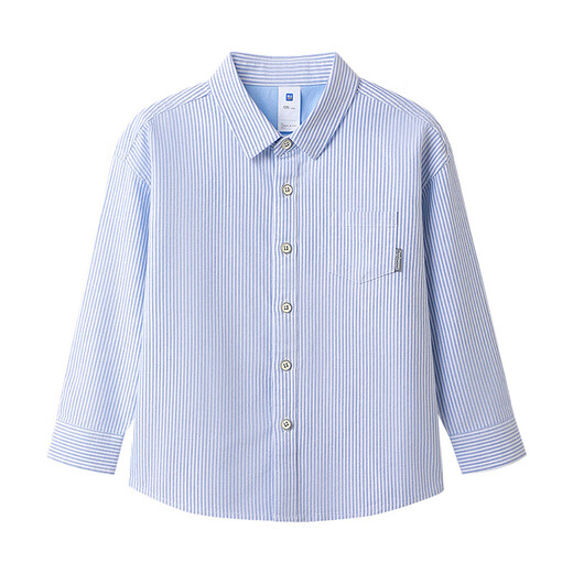 Heilan House (HLA) long-sleeved fashion shirt children's clothing 26 spring new 100% cotton lapel striped tops boys' shirts light blue stripes 02 110 /56