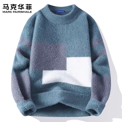MARK FAIRWHALE American Retro Casual Sweater Men's 2026 Spring New Loose Comfortable Warm Stylish Design Contrast Top Black Official Authentic M Recommendation 95-115 Jin Jin equals 0.5 kg