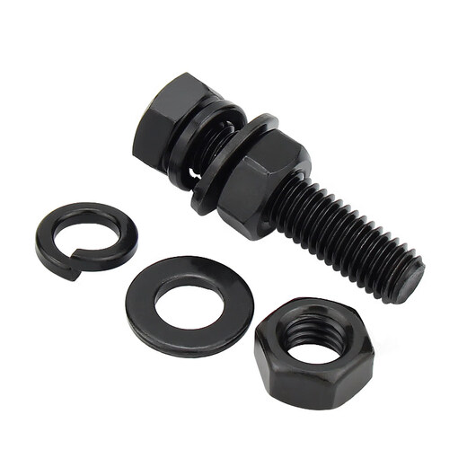 Grade 8.8 black external hexagonal screws and nuts high strength combination flat washer set M4M5M6M8M10M12 M6*14 (50 sets)