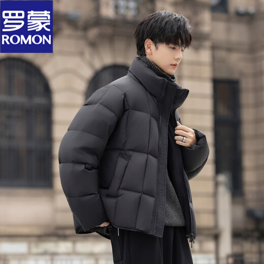 罗蒙（ROMON）200g高充绒重磅立领短款羽绒服男士冬季防风加厚保暖面包服外套潮 月光灰 M