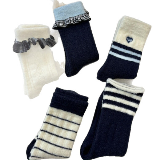 2025 autumn and winter Australian velvet thickened warm striped socks, ribbed stripes, one size fits all