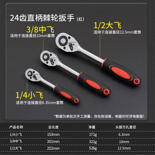 Hasdick quick socket ratchet wrench universal auto repair tool wrench industrial grade household 24 teeth 12.5mm (1/2 big fly)