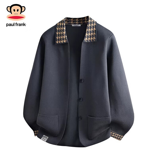 Big-mouthed monkey (paul frank) American retro casual cardigan sweater for men 2026 spring new loose, comfortable, warm and handsome trendy brand top black official authentic M recommended 90-105Jin Jin equals 0.5 kg