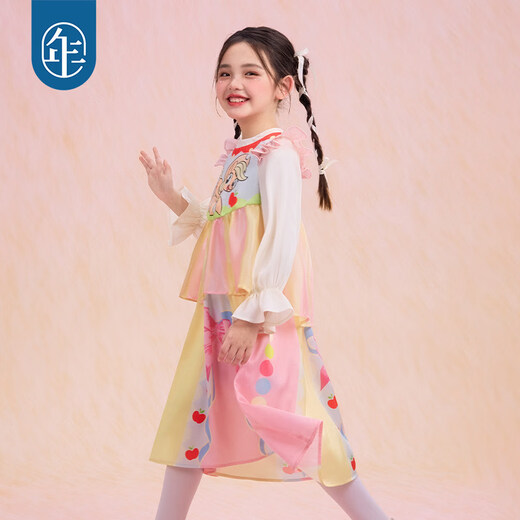 New year's clothing My Little Pony co-branded children's long-sleeved dress spring new style girls cartoon princess girl long skirt Hatsumo pink 100